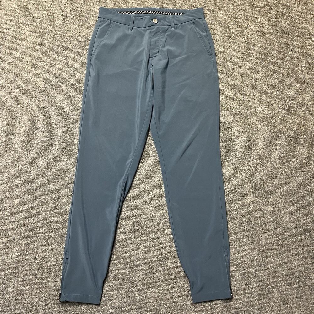 Primo Mens Golf Pants 30 Blue Jogger Zip Ankle Mid Rise Chino Performance
